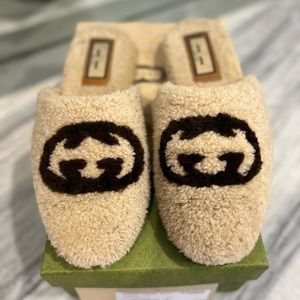 Gucci Shearling Slides